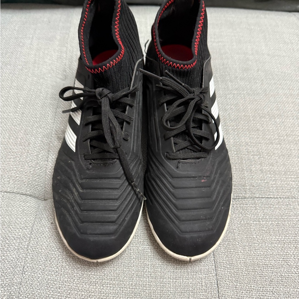 Adidas indoor soccer shoes: Black and White Athletic Soccer Shoes